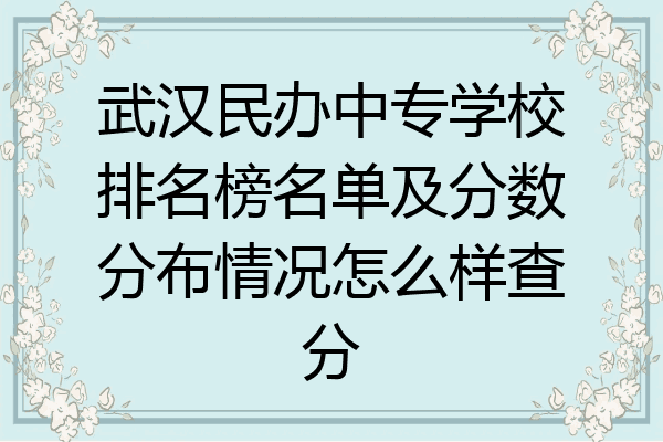 武汉民办中专学校排名榜名单及分数分布情况怎么样查分