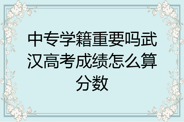 中专学籍重要吗武汉高考成绩怎么算分数