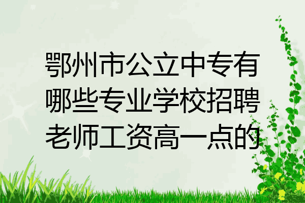 鄂州市公立中专有哪些专业学校招聘老师工资高一点的