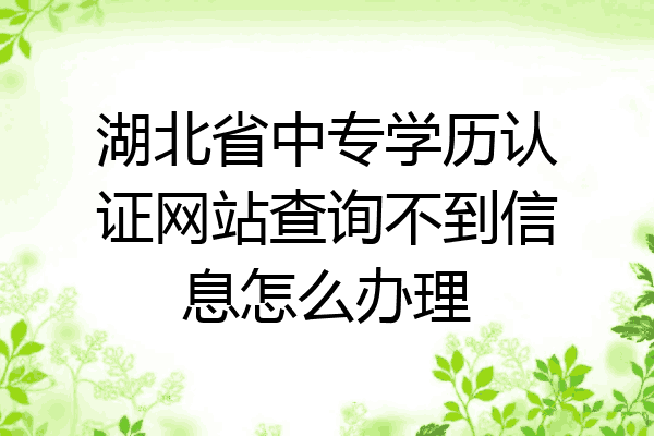 湖北省中专学历认证网站查询不到信息怎么办理
