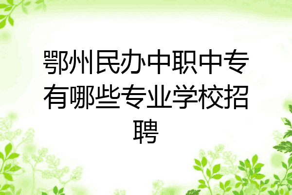 鄂州民办中职中专有哪些专业学校招聘