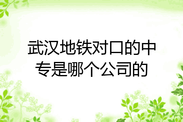武汉地铁对口的中专是哪个公司的