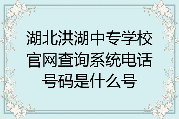 湖北洪湖中专学校官网查询系统电话号码是什么号
