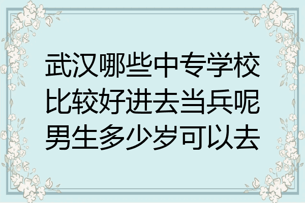 武汉哪些中专学校比较好进去当兵呢男生多少岁可以去