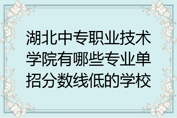 湖北中专职业技术学院有哪些专业单招分数线低的学校