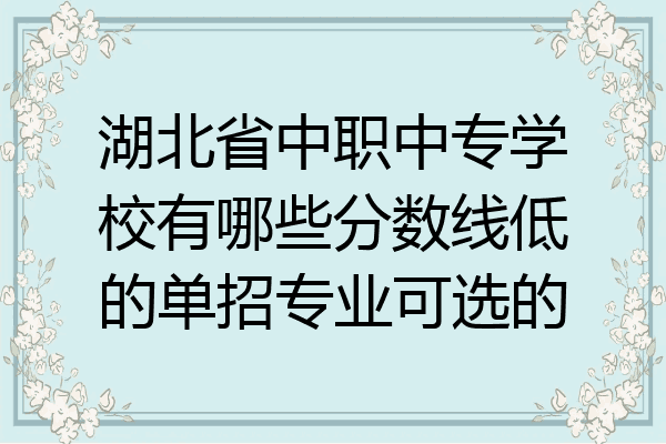 湖北省中职中专学校有哪些分数线低的单招专业可选的