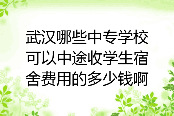 武汉哪些中专学校可以中途收学生宿舍费用的多少钱啊