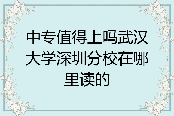 中专值得上吗武汉大学深圳分校在哪里读的