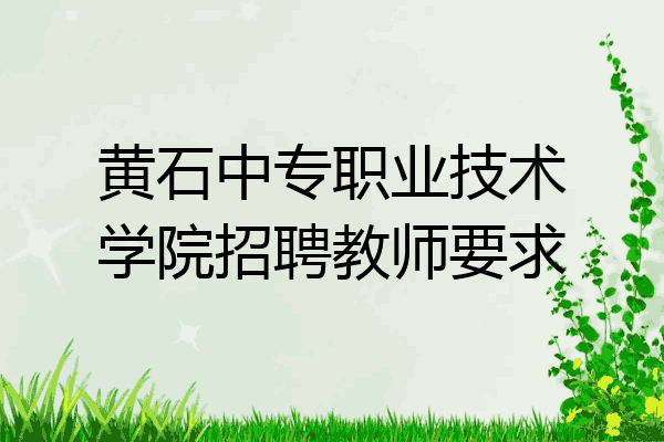 黄石中专职业技术学院招聘教师要求