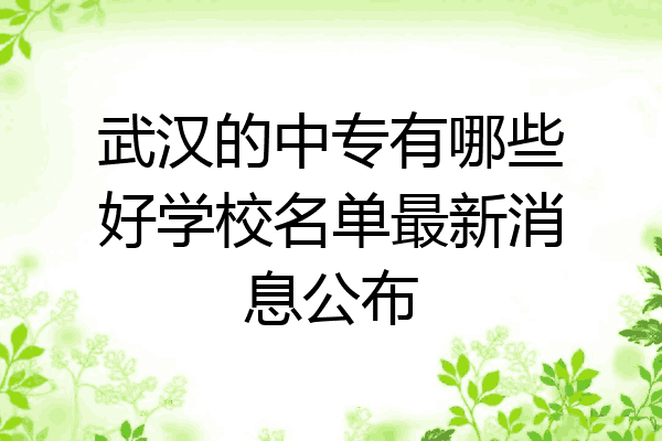武汉的中专有哪些好学校名单最新消息公布