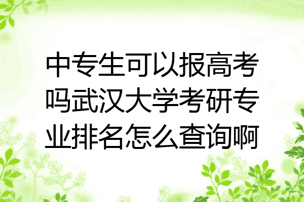 中专生可以报高考吗武汉大学考研专业排名怎么查询啊