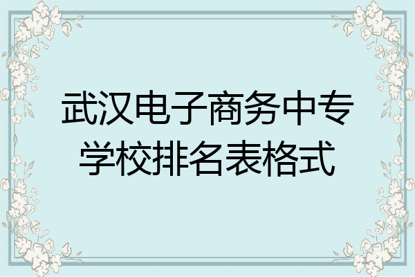 武汉电子商务中专学校排名表格式