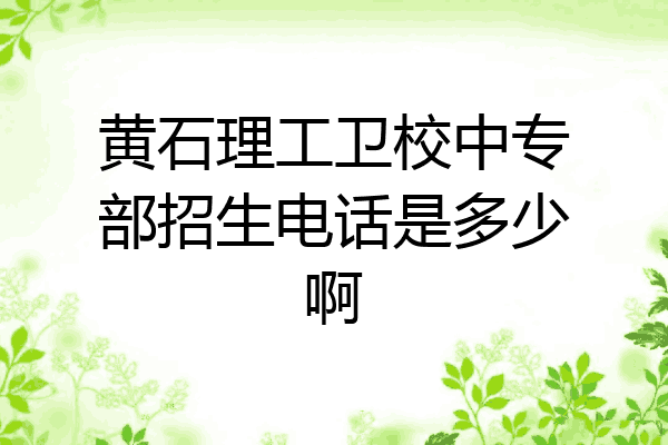 黄石理工卫校中专部招生电话是多少啊