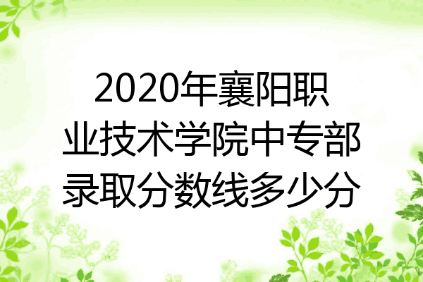2020年襄阳职业技术学院中专部录取分数线多少分