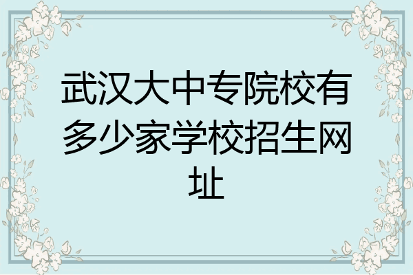 武汉大中专院校有多少家学校招生网址
