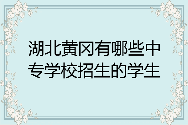 湖北黄冈有哪些中专学校招生的学生