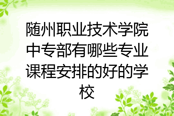 随州职业技术学院中专部有哪些专业课程安排的好的学校