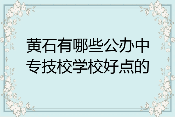 黄石有哪些公办中专技校学校好点的
