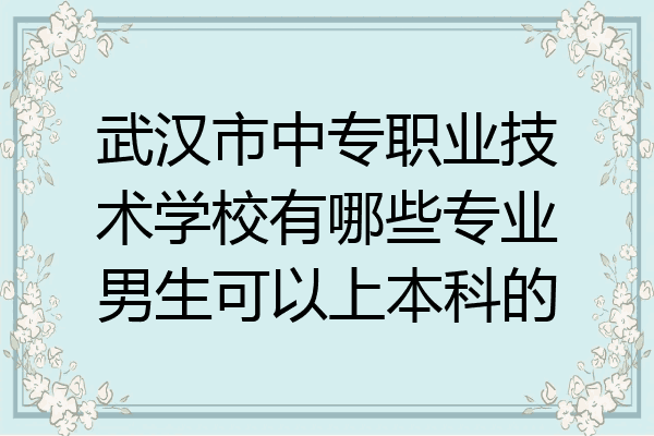 武汉市中专职业技术学校有哪些专业男生可以上本科的