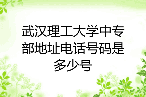 武汉理工大学中专部地址电话号码是多少号