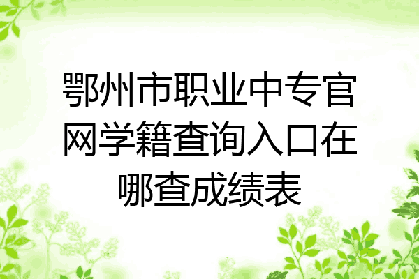 鄂州市职业中专官网学籍查询入口在哪查成绩表