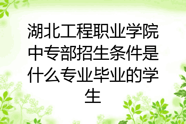 湖北工程职业学院中专部招生条件是什么专业毕业的学生
