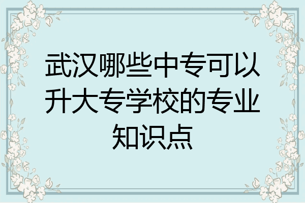 武汉哪些中专可以升大专学校的专业知识点