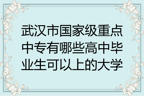 武汉市国家级重点中专有哪些高中毕业生可以上的大学