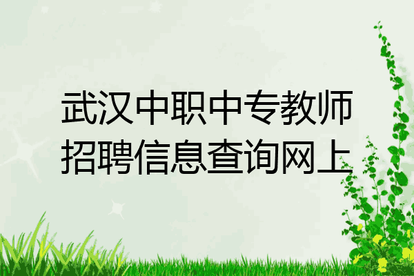 武汉中职中专教师招聘信息查询网上