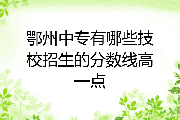 鄂州中专有哪些技校招生的分数线高一点