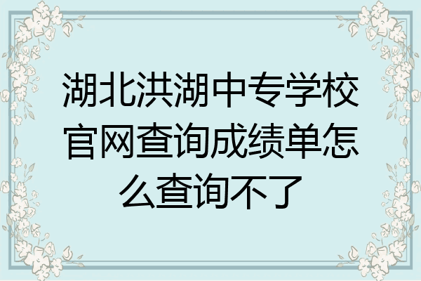 湖北洪湖中专学校官网查询成绩单怎么查询不了
