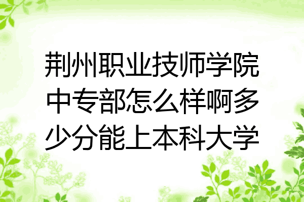 荆州职业技师学院中专部怎么样啊多少分能上本科大学