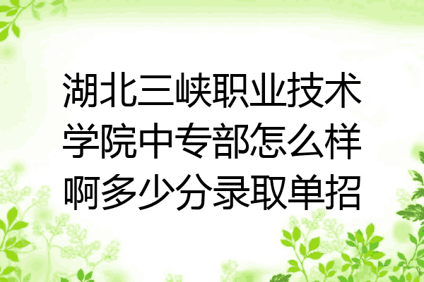 湖北三峡职业技术学院中专部怎么样啊多少分录取单招