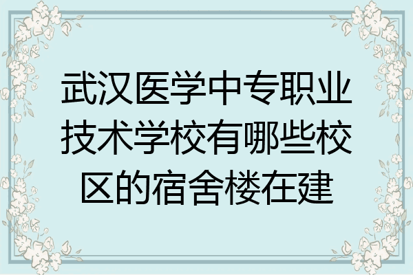 武汉医学中专职业技术学校有哪些校区的宿舍楼在建