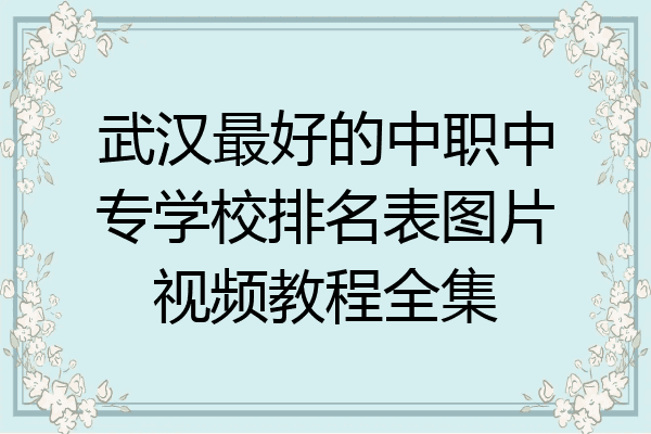 武汉最好的中职中专学校排名表图片视频教程全集