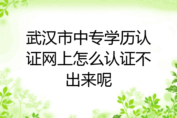 武汉市中专学历认证网上怎么认证不出来呢