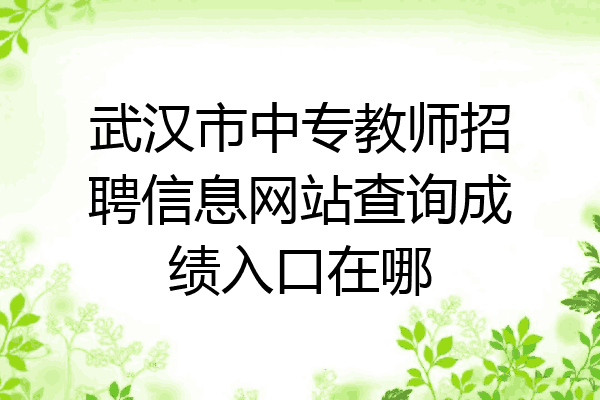 武汉市中专教师招聘信息网站查询成绩入口在哪