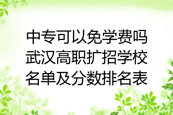 中专可以免学费吗武汉高职扩招学校名单及分数排名表
