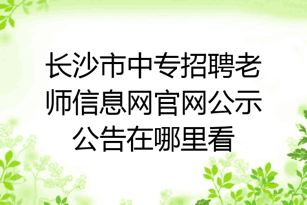 长沙市中专招聘老师信息网官网公示公告在哪里看