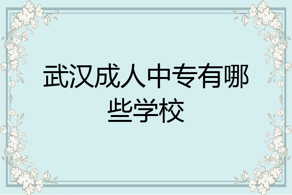武汉成人中专有哪些学校