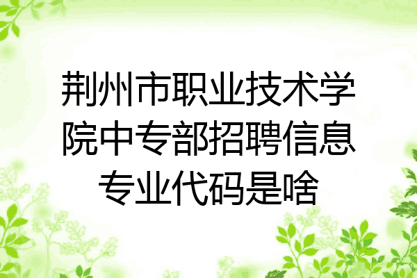 荆州市职业技术学院中专部招聘信息专业代码是啥