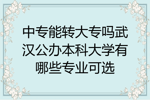 中专能转大专吗武汉公办本科大学有哪些专业可选