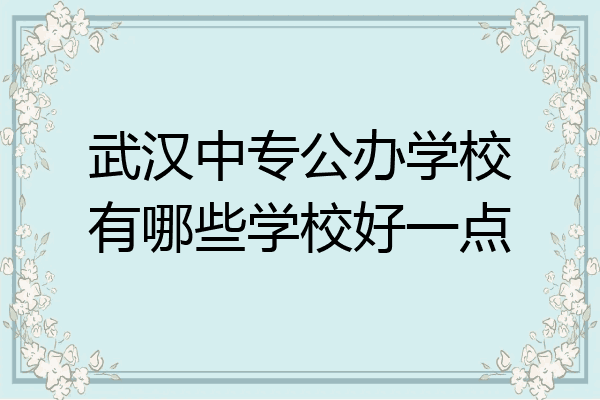 武汉中专公办学校有哪些学校好一点