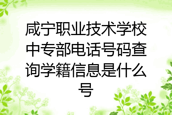 咸宁职业技术学校中专部电话号码查询学籍信息是什么号