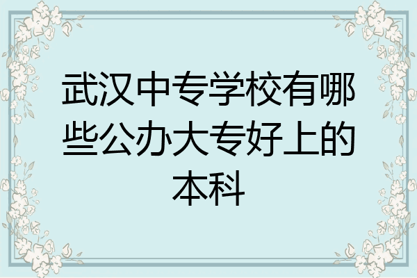 武汉中专学校有哪些公办大专好上的本科