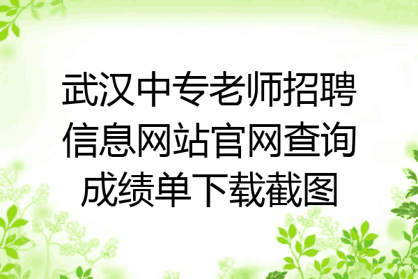 武汉中专老师招聘信息网站官网查询成绩单下载截图