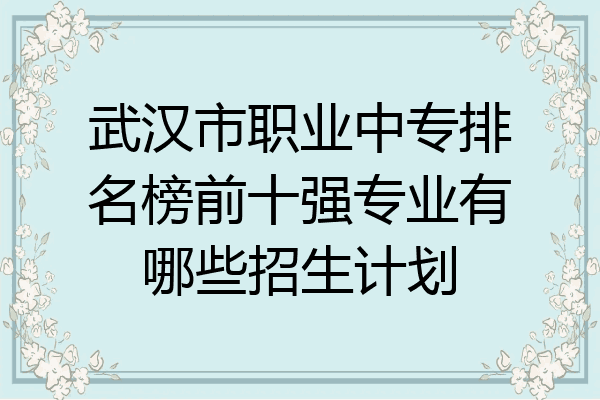 武汉市职业中专排名榜前十强专业有哪些招生计划