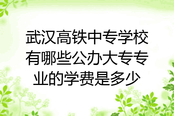 武汉高铁中专学校有哪些公办大专专业的学费是多少