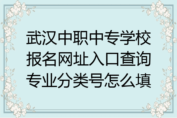 武汉中职中专学校报名网址入口查询专业分类号怎么填