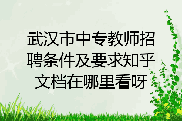 武汉市中专教师招聘条件及要求知乎文档在哪里看呀